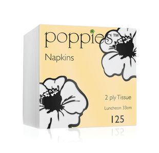 Poppies 2-Ply Napkins 4 Fold 33cm White (Pack of 2000) 3324WH/CASE
