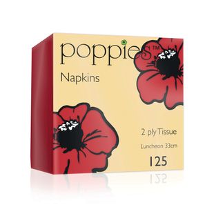 Poppies 2-Ply Napkins 4 Fold 33cm Red (Pack of 2000) 3324RD/CASE