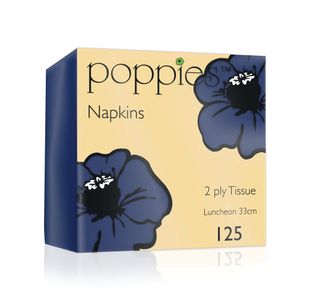Poppies 2-Ply Napkins 4 Fold 33cm Navy Blue (Pack of 2000) 3324NB/CASE