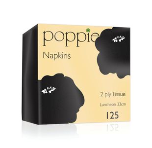Poppies 2-Ply Napkins 4 Fold 33cm Black (Pack of 2000) 3324BK/CASE