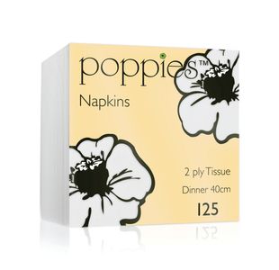 Poppies 2-Ply Napkins 4 Fold 40cm White (Pack of 2000) 4024WH/CASE