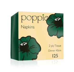Poppies 2-Ply Napkins 4 Fold 40cm Forest Green (Pack of 2000) 4024FG/CASE