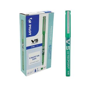 Pilot V5 Hi-Tecpoint Ultra RollerballxFine Green (Pack of 12) BXV504