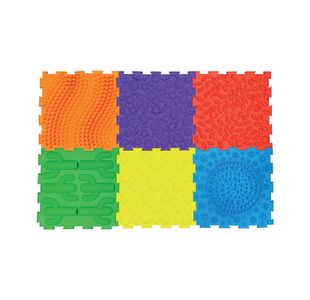 Massage Puzzle Textured Floor Tiles Indoor/Outdoor Use Assorted Bright Colours (Pack of 6) TEXMP6-BR