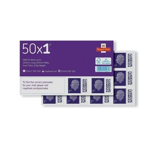 Royal Mail First Class Postage Stamp Sheet (Pack of 50) BBS1