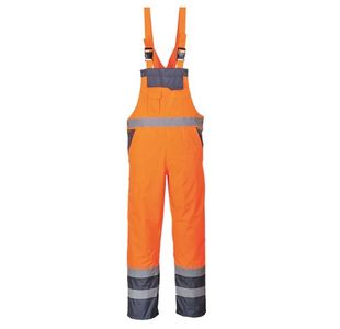 Portwest Hi Vis Breathable Contrast Rain Bib and Brace XL Orange/Navy