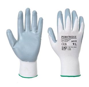 Portwest Flexo Grip Nitrile Glove Retail Pack L Gry/White (Pack of 12)