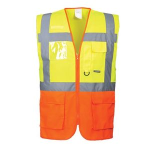 Portwest Prague Hi Vis Executive Vest XL Yellow/Orange (Pack of 10)