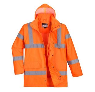 Portwest Hi Vis Breathable Rain Traffic Jacket M Orange