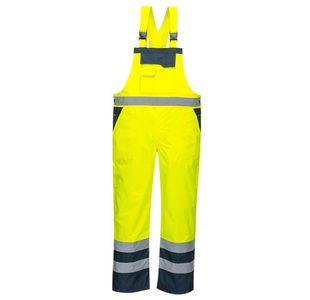 Portwest Hi Vis Breathable Contrast Rain Bib and Brace XL Yellow/Navy