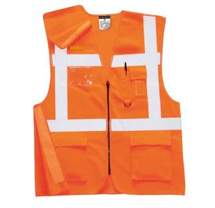 Portwest Hi Vis Zip Executive Vest XL Orange (Pack of 10)