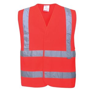 Portwest Hi Vis Band and Brace Vest L/XL Red (Pack of 10)