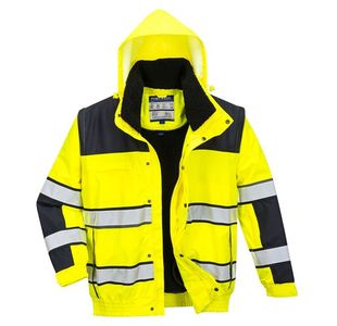 Portwest Hi Vis 3-in-1 Contrast Winter Bomber Jacket L Yellow/Blk