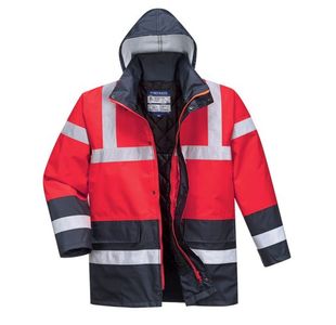 Portwest Hi Vis Contrast Winter Traffic Jacket XL Red/Navy