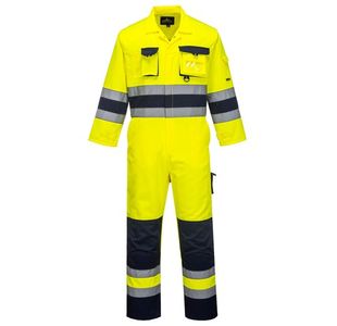 Portwest Nantes Hi Vis Contrast Work Coverall L Yellow/Navy