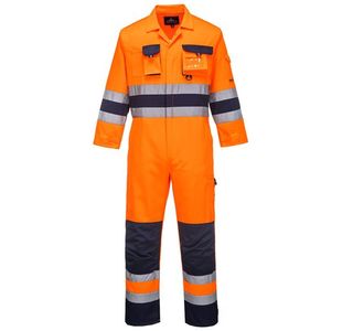 Portwest Nantes Hi Vis Contrast Work Coverall M Orange/Navy