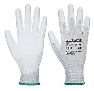 Portwest Anti-Static PU Palm Glove 1 Pair Grey Large (Pack of 12) A199GRRL