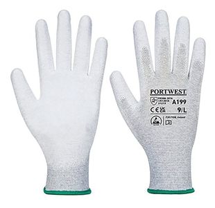 Portwest Anti-Static PU Palm Glove 1 Pair Grey Small (Pack of 12) A199GRRS