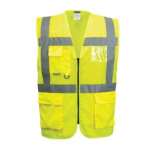 Portwest Madrid Hi Vis Half Mesh Executive Vest 2XL Yellow (Pack of 10)