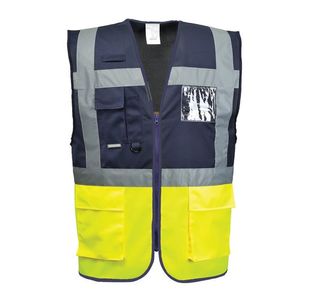 Portwest Paris Hi Vis Contrast Executive Vest XL Yellow/Navy (Pack of 10)
