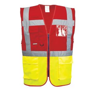 Portwest Paris Hi Vis Contrast Executive Vest XL Yellow/Red (Pack of 10)
