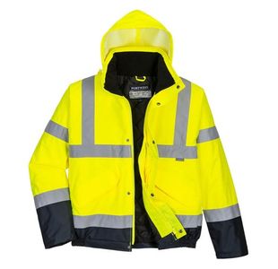 Portwest Hi Vis Contrast Winter Bomber Jacket 2XL Yellow/Navy