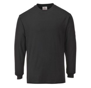 Portwest Flame Resistant Anti-Static Long Sleeve T-Shirt L Blk