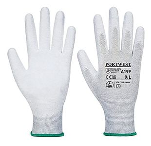 Portwest Anti-Static PU Palm Glove 1 Pair Grey 2XL (Pack of 12) A199GRRXXL