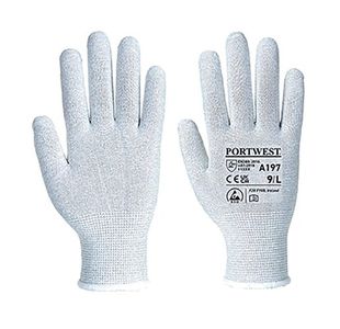 Portwest Anti-Static Shell Glove 1 Pair Grey Medium (Pack of 12) A197GRRM