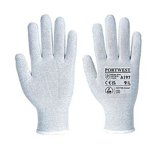 Portwest Anti-Static Shell Glove 1 Pair Grey Small (Pack of 12) A197GRRS