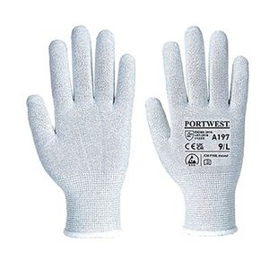 Portwest Anti-Static Shell Glove 1 Pair Grey XS (Pack of 12) A197GRRXS