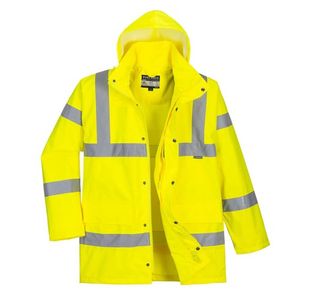 Portwest Hi Vis Breathable Rain Traffic Jacket 2XL Yellow