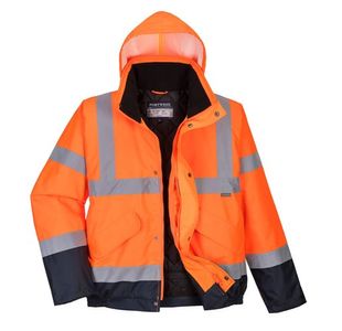 Portwest Hi Vis Contrast Winter Bomber Jacket XL Orange/Navy