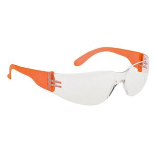 Portwest Wrap Around Spectacles Clear/Orange Hi Vis (Pack of 12)
