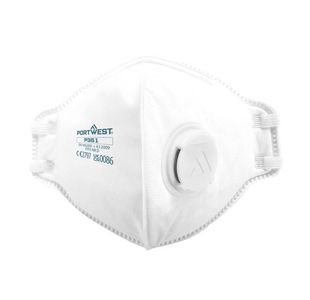 Portwest FFP3 Valved Dolomite Fold Flat Respirator White (Pack of 20)