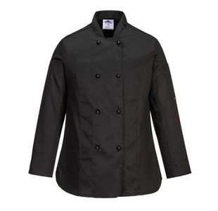 Portwest Rachel Womens Chefs Jacket L/S S Blk