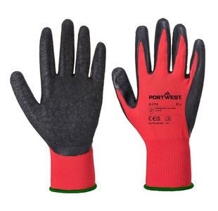 Portwest Flex Grip Latex Glove XL Red/Blk (Pack of 12)