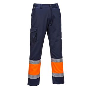 Portwest Hi Vis Contrast Class 1 Service Trousers XL Orange/Navy