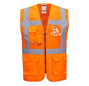 Portwest Madrid Hi Vis Half Mesh Executive Vest L Orange (Pack of 10)