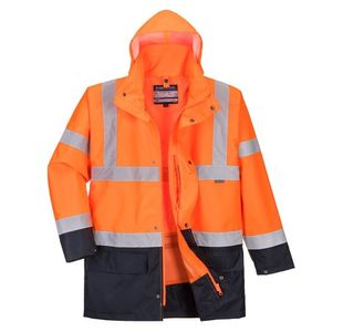 Portwest Hi Vis 5-in-1 Contrast Essential Jacket M Orange/Navy