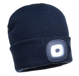 Portwest Beanie USB Rechargeable LED Head Light Navy (Pack of 12)