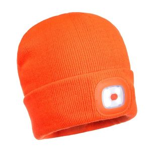 Portwest Beanie USB Rechargeable LED Head Light Orange (Pack of 12)