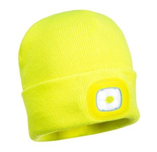 Portwest Beanie USB Rechargeable LED Head Light Yellow (Pack of 12)