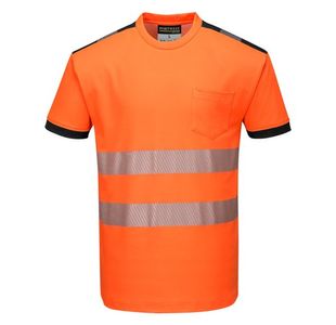 Portwest PW3 Hi Vis Cotton Comfort T-Shirt S/S M Orange/Blk