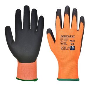 Portwest Vis-Tex Cut Resistant Glove 1 Pair PU 2XL Orange/Black A625O8RXXL