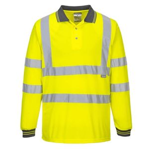 Portwest Hi Vis Polo Shirt L/S XS Yellow