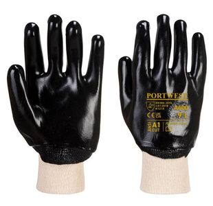Portwest PVC Knitwrist L Blk (Pack of 12)