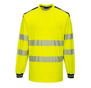 Portwest PW3 Hi Vis Cotton Comfort T-Shirt L/S 5XL Yellow/Blk