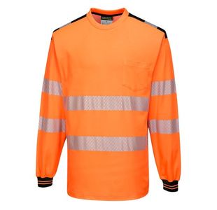 Portwest PW3 Hi Vis Cotton Comfort T-Shirt L/S 4XL Orange/Blk