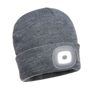 Portwest Beanie USB Rechargeable LED Head Light Gry (Pack of 12)
